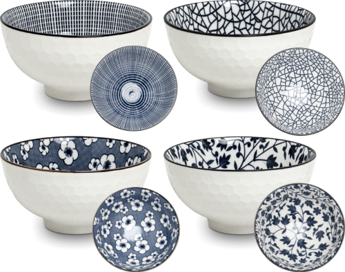 blue pattern bowl set